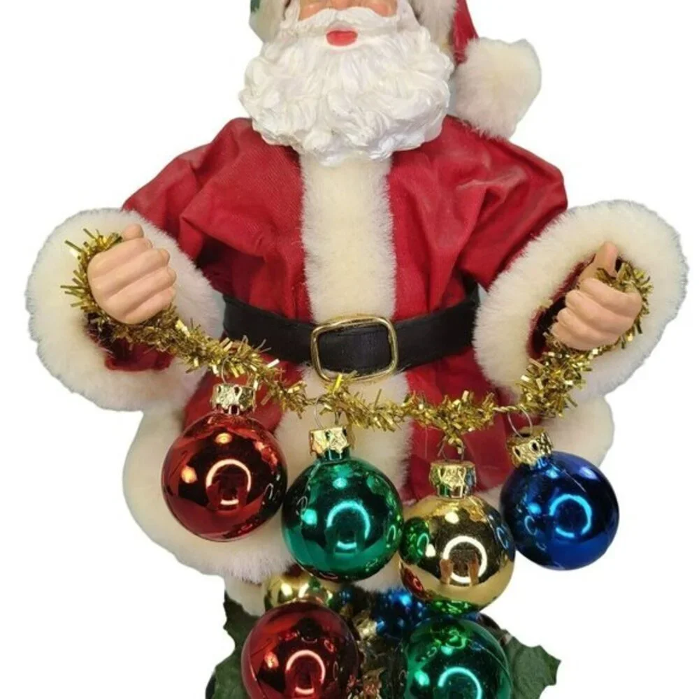 Possible Dreams‎ Santa Claus Holding Ornaments Fabric Clothtique Basket Vintage